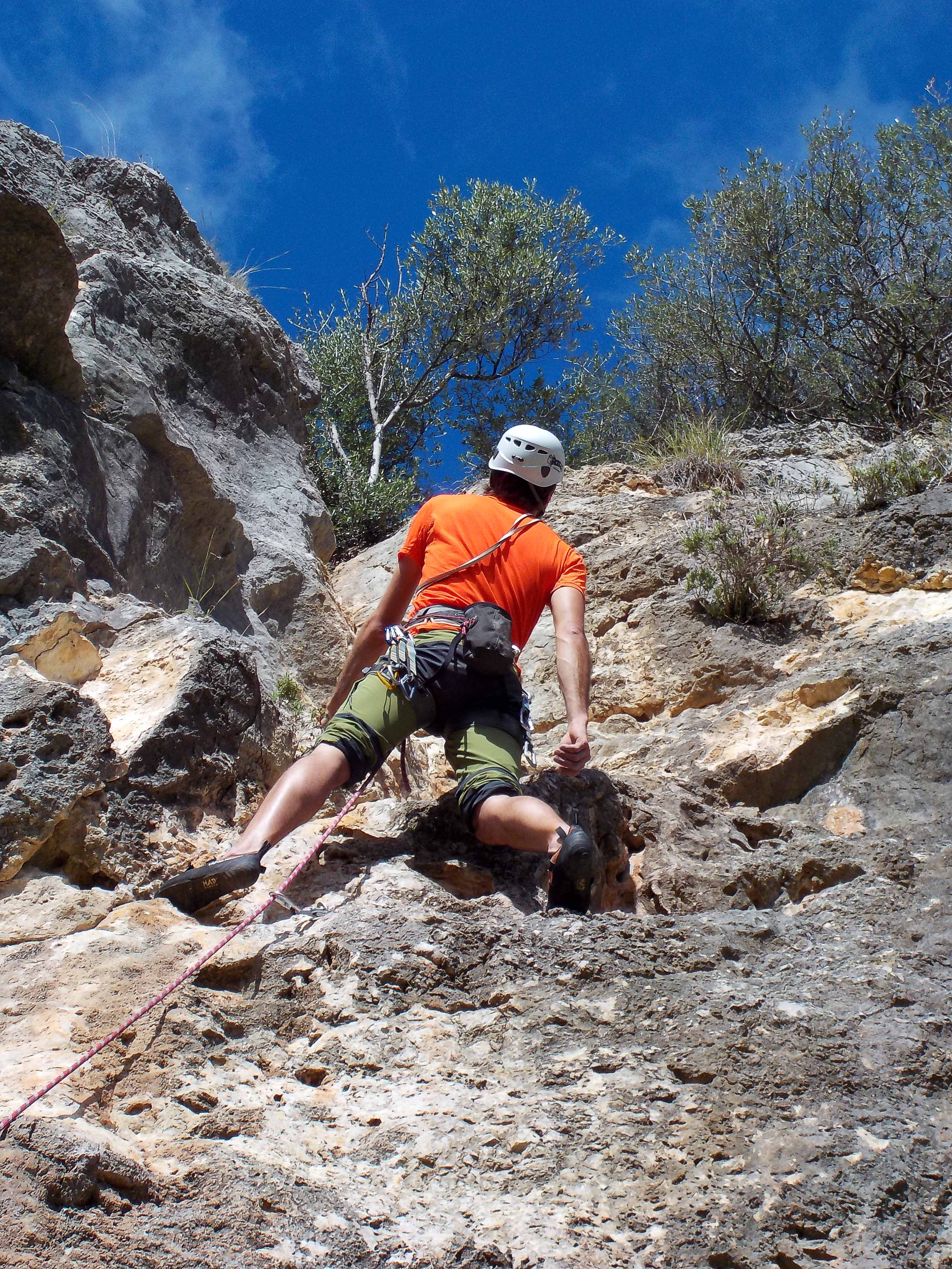 Climbing in Mallorca, Spain.